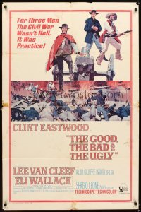 4m345 GOOD, THE BAD & THE UGLY 1sh '68 Clint Eastwood, Lee Van Cleef, Sergio Leone classic!