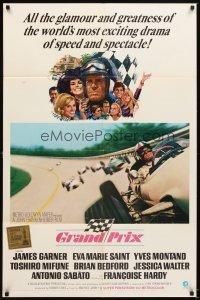 4m348 GRAND PRIX 1sh '67 Formula One race car driver James Garner, artwork by Howard Terpning!