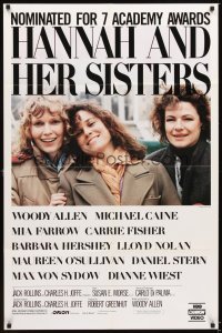 4m361 HANNAH & HER SISTERS video 1sh '86 Allen directed, Mia Farrow, Dianne Weist & Barbara Hershey