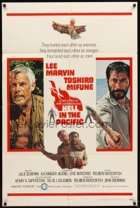 4m375 HELL IN THE PACIFIC style B 1sh '68 Lee Marvin, Toshiro Mifune, directed by John Boorman!