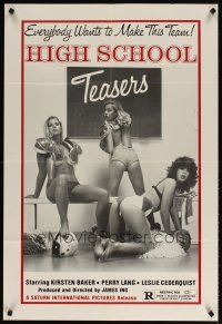 4m379 HIGH SCHOOL TEASERS 1sh '81 cheerleaders in football pads & little else!