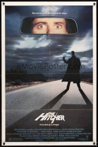 4m382 HITCHER 1sh '86 Rutger Hauer, C. Thomas Howell, terror starts the moment he stops!