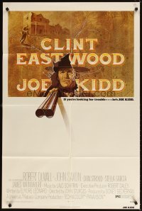 4m428 JOE KIDD 1sh '72 cool art of Clint Eastwood pointing double-barreled shotgun!