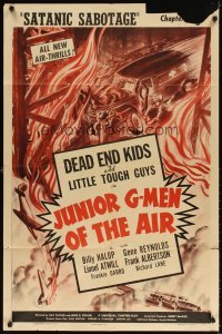 4m436 JUNIOR G-MEN OF THE AIR chapter 9 1sh '42 fiery action art, serial, Satanic Sabotage!