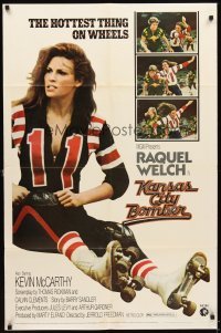 4m439 KANSAS CITY BOMBER 1sh '72 sexy roller derby girl Raquel Welch, the hottest thing on wheels!