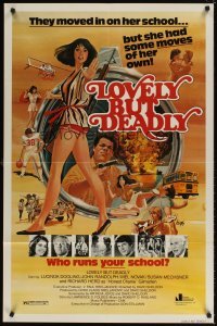 4m488 LOVELY BUT DEADLY 1sh '82 Hugh artwork of sexy martial arts karate teacher!