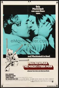 4m493 MACKINTOSH MAN 1sh '73 Paul Newman & Dominique Sanda kiss close up, directed by John Huston!