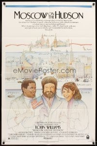 4m568 MOSCOW ON THE HUDSON 1sh '84 great artwork of Russian Robin Williams by Craig!