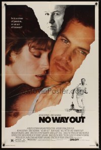 4m613 NO WAY OUT 1sh '87 close up of Kevin Costner & Sean Young, Gene Hackman!