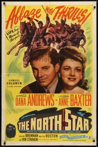 4m618 NORTH STAR 1sh R47 romantic Dana Andrews & lovable Anne Baxter, ablaze with thrills!