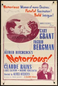 4m622 NOTORIOUS 1sh R60s close up of Cary Grant & Ingrid Bergman, Alfred Hitchcock classic!