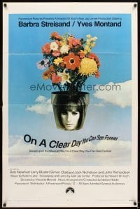 4m637 ON A CLEAR DAY YOU CAN SEE FOREVER 1sh '70 cool image of Barbra Streisand in flower pot!