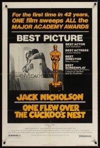 4m639 ONE FLEW OVER THE CUCKOO'S NEST awards 1sh '75 Jack Nicholson & Sampson, Milos Forman classic