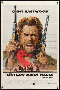 4m654 OUTLAW JOSEY WALES 1sh '76 Clint Eastwood is an army of one, cool double-fisted artwork!