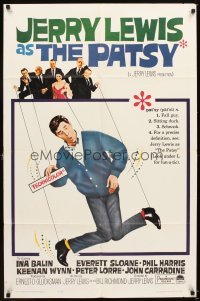 4m669 PATSY 1sh '64 wacky image of star & director Jerry Lewis hanging from strings like a puppet!
