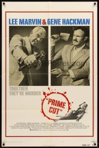 4m703 PRIME CUT style B 1sh '72 Lee Marvin w/machine gun, Gene Hackman w/cleaver!