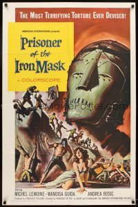 4m705 PRISONER OF THE IRON MASK 1sh '62 cool art of the most terrifying torture ever devised!
