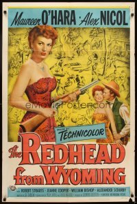 4m732 REDHEAD FROM WYOMING 1sh '53 sexy Maureen O'Hara had a weapon for every kind of man!