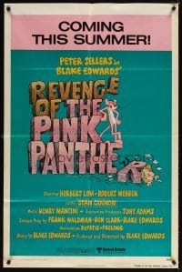 4m743 REVENGE OF THE PINK PANTHER advance 1sh '78 Peter Sellers, Blake Edwards, funny cartoon art!
