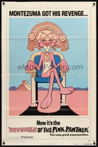 4m744 REVENGE OF THE PINK PANTHER style B advance 1sh '78 Blake Edwards, funny Aztec cartoon art!