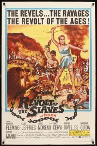 4m747 REVOLT OF THE SLAVES 1sh '61 artwork of sexy Rhonda Fleming with whip!