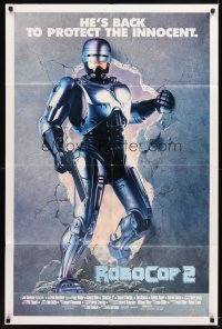 4m759 ROBOCOP 2 int'l 1sh '90 cyborg policeman Peter Weller busts through wall, scii-fi sequel!