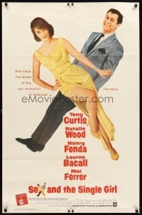 4m795 SEX & THE SINGLE GIRL 1sh '65 great full-length image of Tony Curtis & sexiest Natalie Wood!