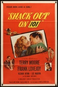 4m796 SHACK OUT ON 101 1sh '56 Terry Moore & Lee Marvin on the shady side of the highway!