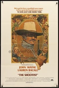 4m802 SHOOTIST 1sh '76 best Richard Amsel artwork of cowboy John Wayne & cast montage!