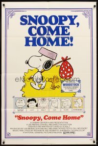 4m820 SNOOPY COME HOME 1sh '72 Peanuts, Charlie Brown, great image of Snoopy & Woodstock!