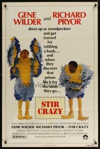 4m851 STIR CRAZY 1sh '80 Gene Wilder & Richard Pryor in chicken suits, directed by Sidney Poitier!