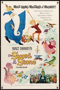 4m880 SWORD IN THE STONE style A 1sh '64 Disney's story of young King Arthur & Merlin the Wizard!