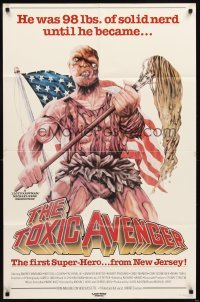 4m924 TOXIC AVENGER video 1sh '85 Troma, he was 98 lbs of solid nerd until he became Toxic!