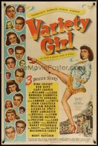 4m940 VARIETY GIRL style A 1sh '47 36 Paramount stars including Ladd, Stanwyck, Lancaster & Lamour!