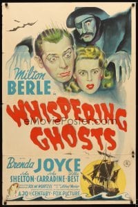 4m961 WHISPERING GHOSTS 1sh '42 Milton Berle, Brenda Joyce, cool horror artwork!