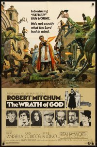 4m983 WRATH OF GOD style A 1sh '72 priest Robert Mitchum is not exactly what the Lord had in mind!