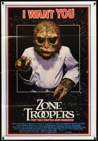 4m999 ZONE TROOPERS 1sh '85 Uncle Sam-like alien, parody of James Montgomery Flagg's I Want You!