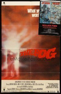 4r046 LOT OF 2 FOLDED ONE-SHEETS '79 cool horror titles: Killer Fish & The Fog!