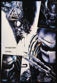 4r324 LOT OF 3 UNFOLDED DOUBLE-SIDED ALIEN VS. PREDATOR TEASER ONE-SHEETS '04 all different!