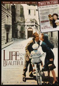 4r325 LOT OF 2 UNFOLDED LIFE IS BEAUTIFUL ONE-SHEETS '97 directed by Roberto Benigni!