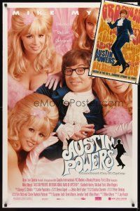 4r334 LOT OF 2 UNFOLDED DOUBLE-SIDED AUSTIN POWERS INTERNATIONAL MAN OF MYSTERY ONE-SHEETS '97