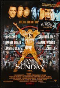 4r335 LOT OF 2 UNFOLDED DOUBLE-SIDED ANY GIVEN SUNDAY ONE-SHEETS '99 Oliver Stone, football!
