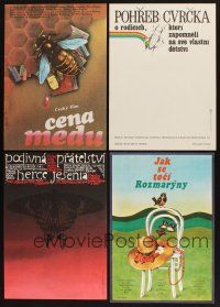 4r246 LOT OF 4 UNFOLDED AND FORMERLY FOLDED CZECH POSTERS WITH INSECT IMAGES '80s cool artwork!