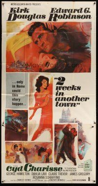 4s535 2 WEEKS IN ANOTHER TOWN 3sh '62 cool art of Kirk Douglas & sexy Cyd Charisse by Bart Doe!