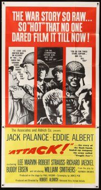 4s557 ATTACK 3sh R60s Robert Aldrich, art of WWII soldiers Jack Palance & Eddie Albert!