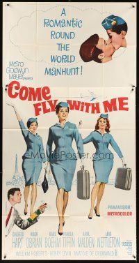 4s611 COME FLY WITH ME 3sh '63 sexy airline hostesses daydreaming of men, round the world manhunt!