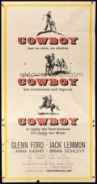 4s615 COWBOY 3sh '58 Glenn Ford & Jack Lemmon in a western movie that has no corn or cliches!