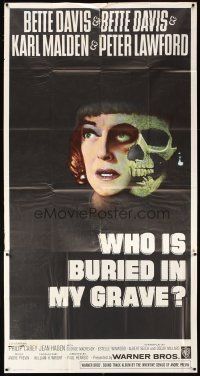 4s623 DEAD RINGER int'l 3sh '64 creepy close up of skull & Bette Davis, Who Is Buried In My Grave!
