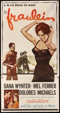 4s645 FRAULEIN 3sh '58 sexy half-dressed Dana Wynter is a World War II G.I.'s prize of war!
