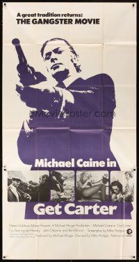 4s653 GET CARTER int'l 3sh '71 cool image of gangster Michael Caine holding shotgun, rare!